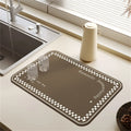 Axyaa Cream Solid Color Coffee Machine Drain Mat - Kitchen Non-Slip Absorbent Drying Mat