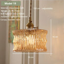 Axyaa Amber Glass Pendant Light Brass Vintage Adjustable Hanging Lamp
