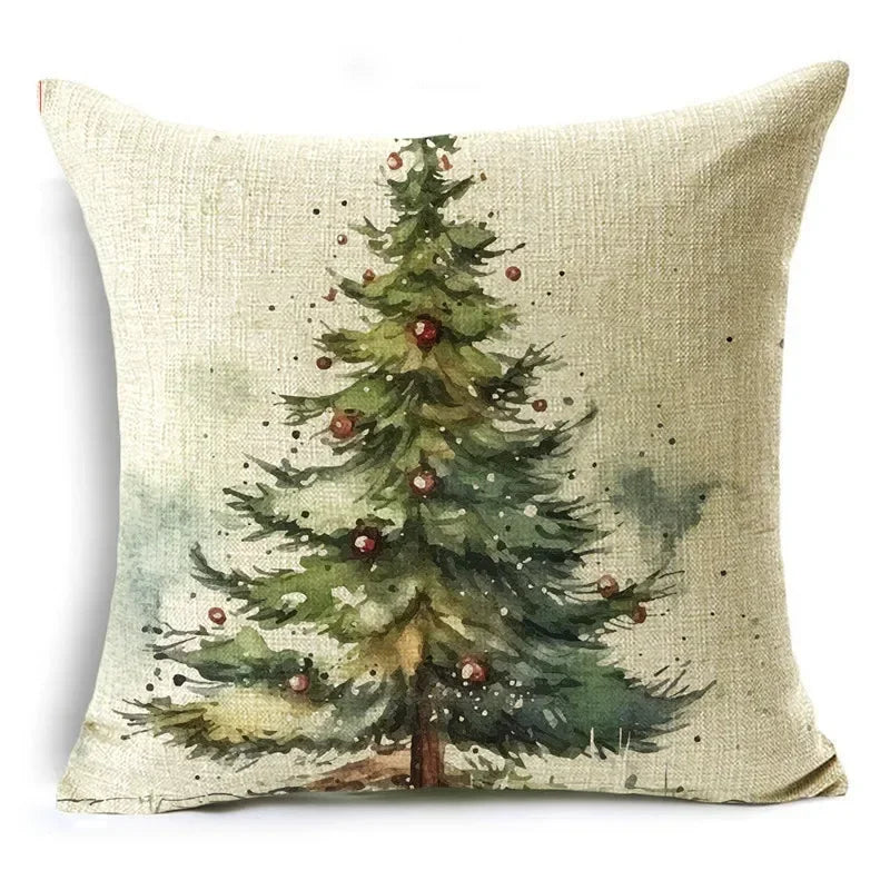 Axyaa Christmas Linen Pillow Cover 45X45CM - Festive Home Decor