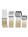 Axyaa 16-Piece Stainless Steel Cutlery Set - Knife Fork Spoon
