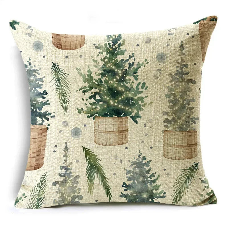 Axyaa Christmas Linen Pillow Cover 45X45CM - Festive Home Decor