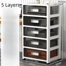 Axyaa 3-6 Tier Storage Cabinet, Large Capacity Organizer, Transparent Black for Living Room