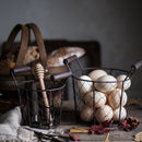 Axya Wrought Iron Egg Cage Basket with Wood Handle