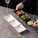 Axyaa Matte Ceramic Seasoning Dish 3 Grids Sushi Plate Molecular Cuisine Tableware