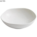Axyaa Ceramic Salad Bowl for Restaurant Tableware, White Wave Mouth Dessert Sashimi Soup Bowl