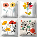 Axyaa Modern Floral Throw Pillow Covers Set - 17.7"x17.7" Vibrant Polyester Cushion Cases