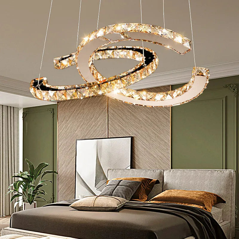 Axyaa Crystal Chandelier LED Pendant Light for Dinning Living Room Restaurant