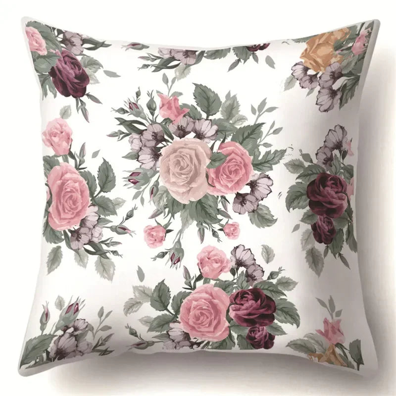 Axyaa Tree Flower Plant Landscape Print Pillow Cover 45X45CM