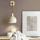 Axyaa LED Pull Chain Wall Sconce Cement Shade Wood Stair Light