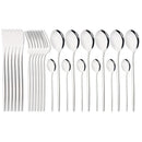 Axyaa 24-Piece Stainless Steel Dinnerware Set - Knife Fork Spoon Silverware Tableware