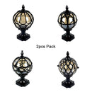 Axyaa Outdoor European Globe Pillar Lamp in Black for Garden and Yard
