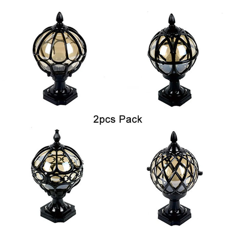 Axyaa Outdoor European Globe Pillar Lamp in Black for Garden and Yard