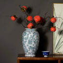 Axyaa Blue White Porcelain Flower Vase, Ceramic Living Room Decoration