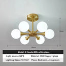 Axyaa LED Copper Glass Ball Ceiling Chandeliers for Modern Home Indoor Lighting