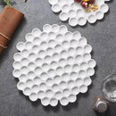 Axyaa White Ceramic Honeycomb Plate for Desserts, Snacks, Sushi & Molecular Cuisine