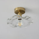 Axyaa Vintage Brass Glass Lotus Leaf Ceiling Light for Restaurant Bar Aisle