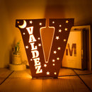 Axyaa Personalized LED Name Wall Decor Night Light with Stars for Family, Couples, Kids - Wooden Lamp