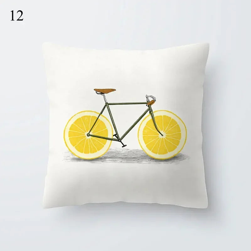 Axyaa Yellow Geometric Print Cushion Pillowcase - 45x45cm
