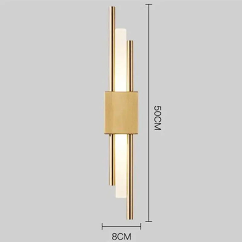 Axyaa Luxe Gold LED Tube Wall Sconce with Marble Accent
