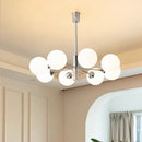 Axyaa Silver Glass Chandelier: Modern Nordic Style Ceiling Light for Home Décor