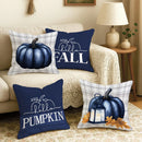 Axyaa Velvet Pumpkin Pillow Covers - Harvest Blue Gray, Thanksgiving Decor, Soft & Comfortable