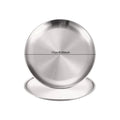 Axyaa Stainless Steel Round Shallow Tray Plate Set for BBQ Picnic Camping