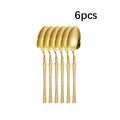 Axyaa 30-Piece Stainless Steel Tableware Set with Golden Waist Design