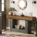 Tribesigns 63" Farmhouse Console Table - Axyaa Narrow 2-Tier Sofa Table & Entryway Furniture
