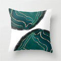 Axyaa Teal Blue Geometric Pillow Cases with Letter Leaves Plant Print, Deer Animal Design.