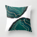 Axyaa Teal Blue Geometric Pillow Cases with Letter Leaves Plant Print, Deer Animal Design.