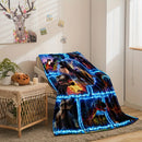 Axyaa Dinosaur Blue Flame Print Blanket - Lightweight Flannel Throw for Home & Travel
