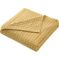 Axyaa Summer Waffle Plaid Cotton Bed Blanket in Green Pink Color