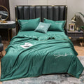 Axyaa Ice Silk Embroidered Quilt Set - Luxury European Style Cooling Blanket