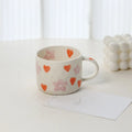 Axyaa 10oz Heart Pattern Ceramic Coffee Mug with Handle, Unique Design, Lovely Gift