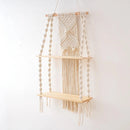 Axyaa Macrame Wall Hanging Shelf Boho Home Decor Wood Decoration Bedroom Living Room