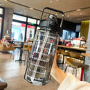 Axyaa Portable Straw Water Bottle with Time Marker - Large Capacity for Sports and Fitness