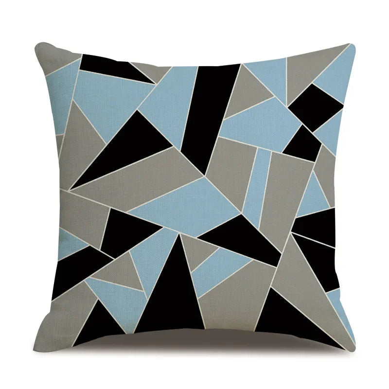 Axyaa Blue Deltoid Geometry Pillow Cover 45*45cm for Living Room, Bedroom, Sofa, Car