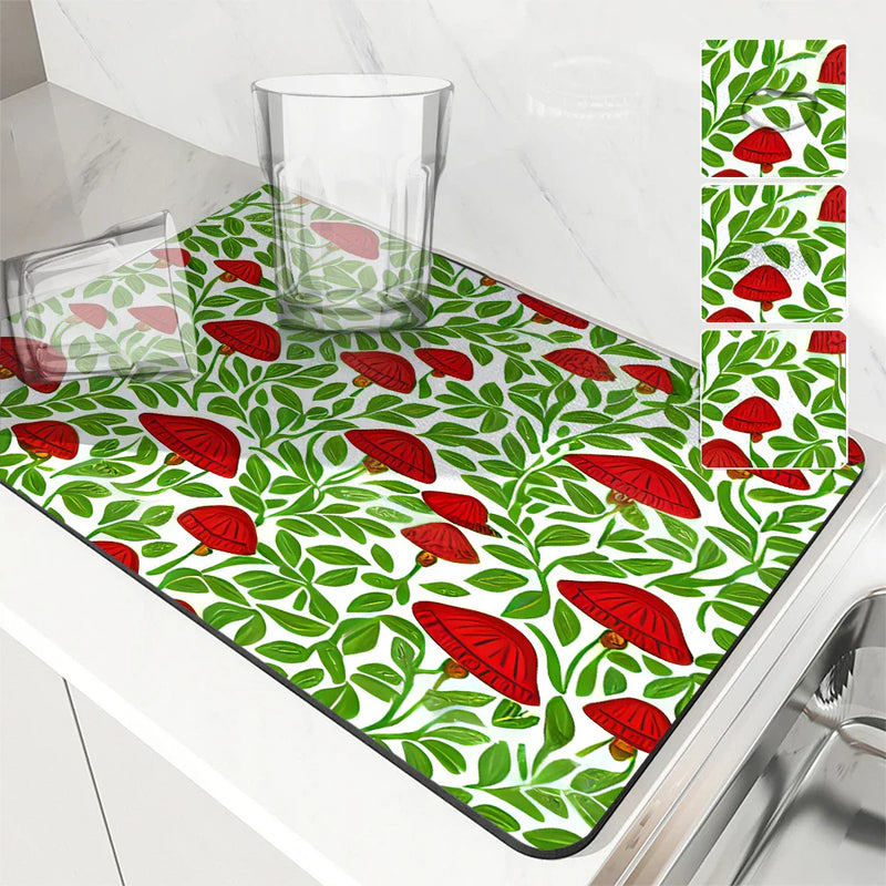 Axyaa Plant Leaf Absorbent Drying Mat for Kitchen Dishes & Cups