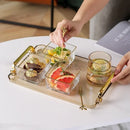 Axyaa Plastic Tray with Golden Handle: Transparent Nordic Storage Pallet for Home Kitchen
