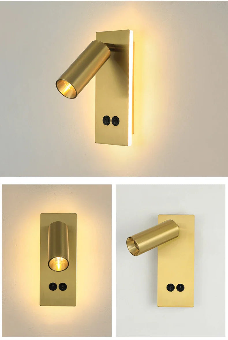 Axyaa LED Wall Sconce - Adjustable Brightness & Dual Switch - Modern Ambient Lighting
