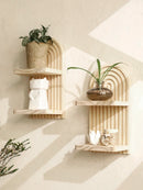 Axyaa 2-Tier Arch Wooden Wall Shelf - Home Decor Storage Rack for Plant Display