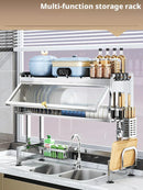 Axyaa Stainless Steel Kitchen Sink Dish Drainer Rack Utensils Holder Bowls Organizer
