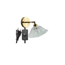 Axyaa Glass Lampshade Pull Chain LED Wall Light Fixture for Bedroom Home Indoor Lighting