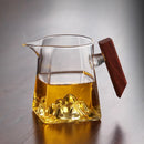 Glass Mountain Tea Strainer Set by Axyaa: Wooden Handle, Integrated Fair Cup & Filter
