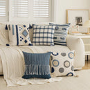 Axyaa Jacquard Embroidery Pillow Cover Set Striped Polka Dot Tassel Cushion Covers