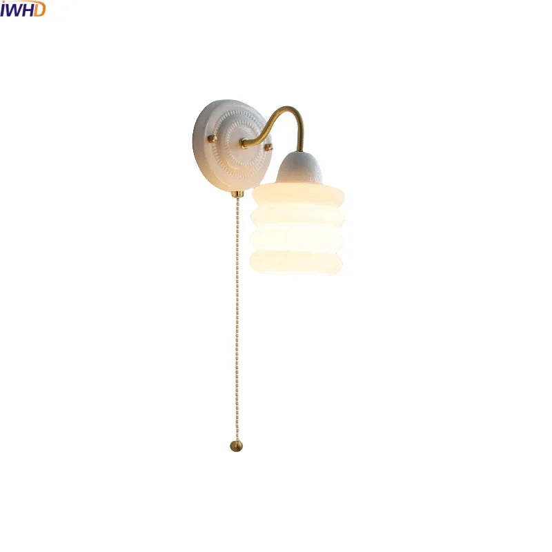 Axyaa White Glass LED Wall Lamp Modern Nordic Style
