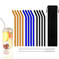 Axyaa Glass Straws Set - Reusable Eco-Friendly Smoothie Cocktail Bar Accessories