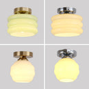 Axyaa Modern Creamy Glass Iron LED Ceiling Lamp for Aisle and Balcony Lighting