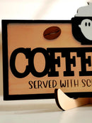Axyaa Ghost & Coffee Cup Wooden Tabletop Decor