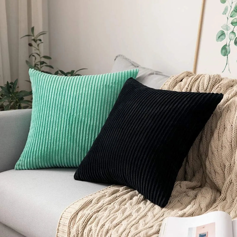 Axyaa Soft Plush Corduroy Pillow Case for Home Decor - 40/45/50cm